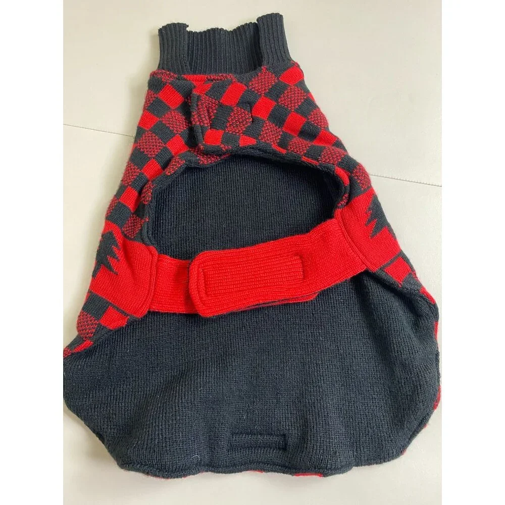 NEW Eddie Bauer Pet Red Black Buffalo‎ Plaid Dog Sweater Size Large Holiday